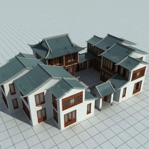新中式四合院3D模型